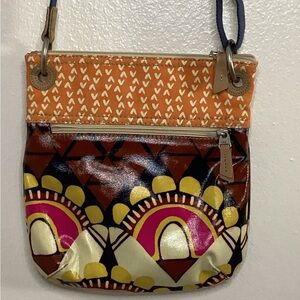 Fossil Key-Per Crossbody Bag Colorful Print Canvas Small Shoulder Boho Bag